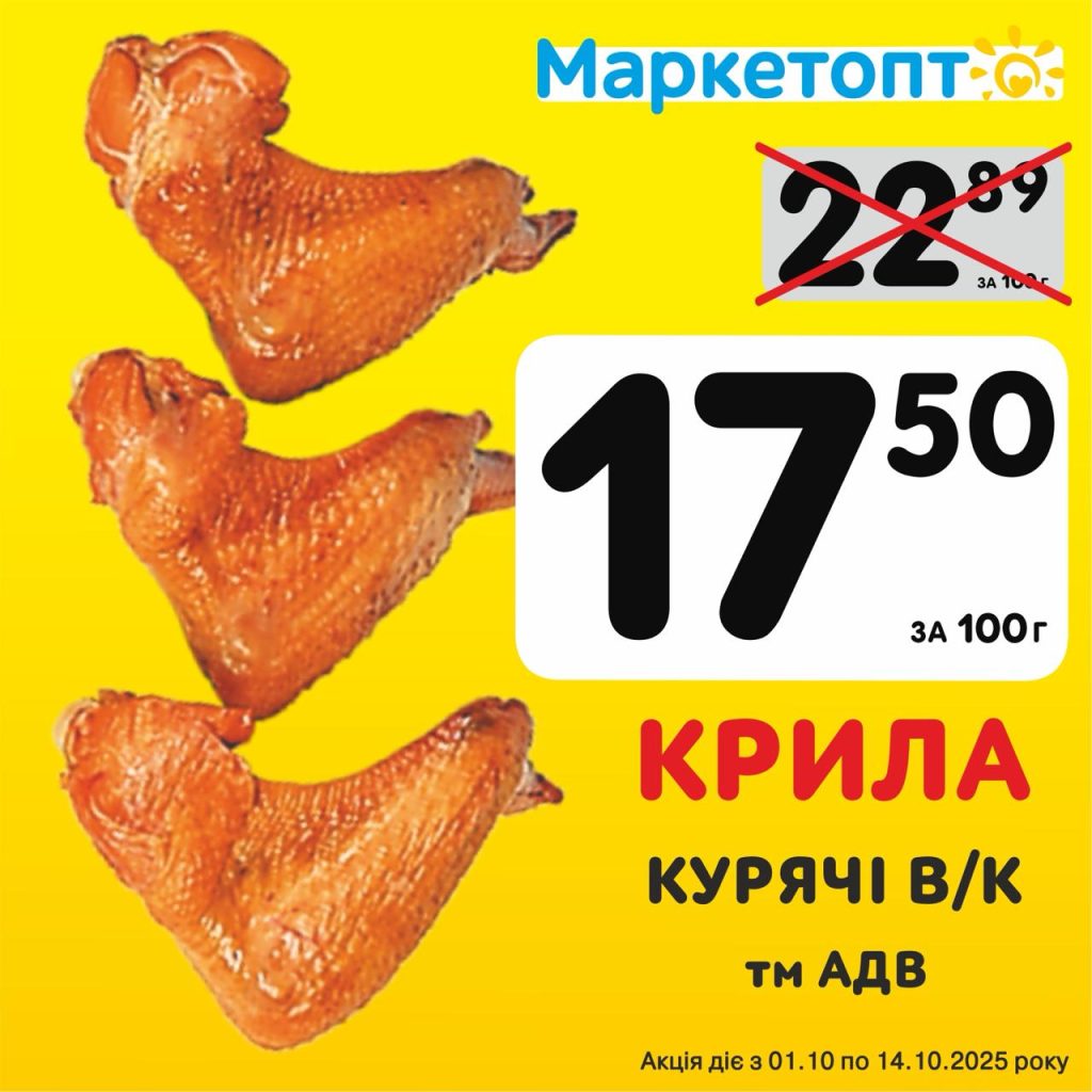 Крила Курячі ТМ АДВ - Ексклюзивні акції в Маркетопт з 01.10 по 14.10.25