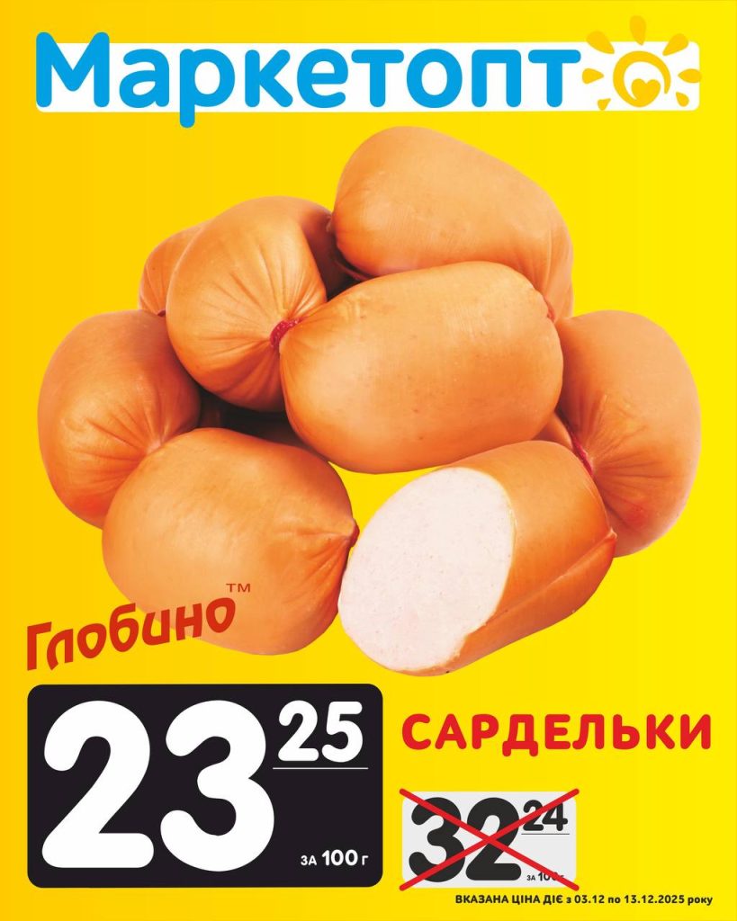 Сардельки Глобино Акції Маркетопт з 03.12 по 13.12.25